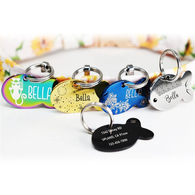 Reflective Dog Collar Personalized Engraved - Placa de identificación para gatos con
