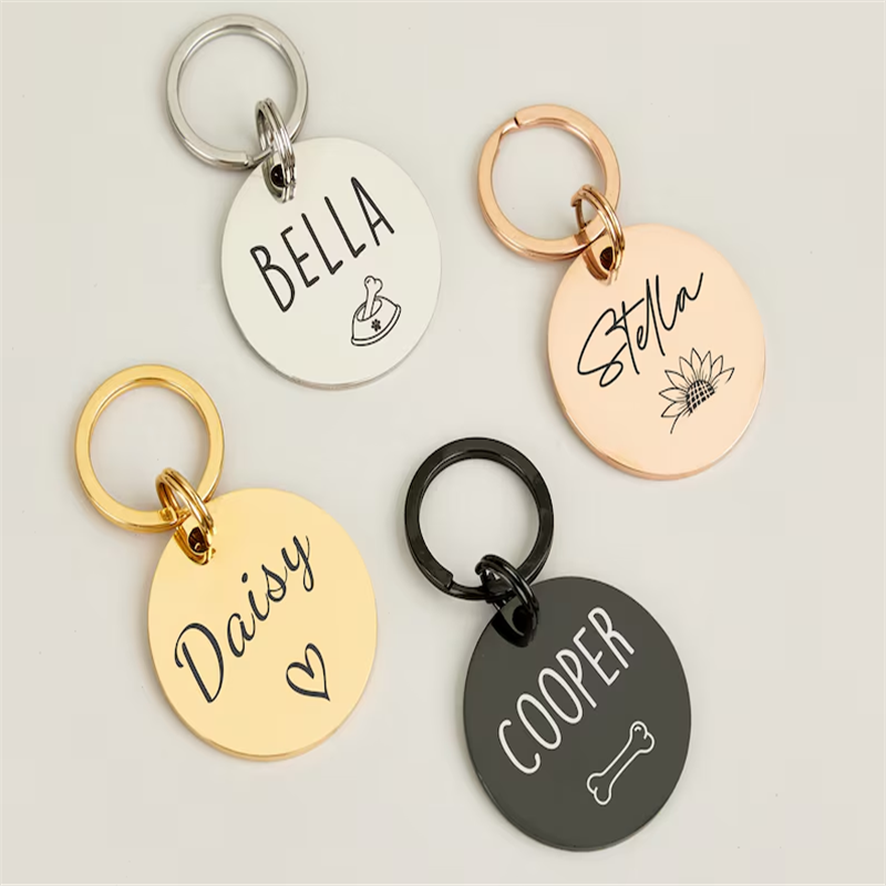 Reflective Dog Collar Personalized Engraved - Etiqueta de identificación de mascota grabada