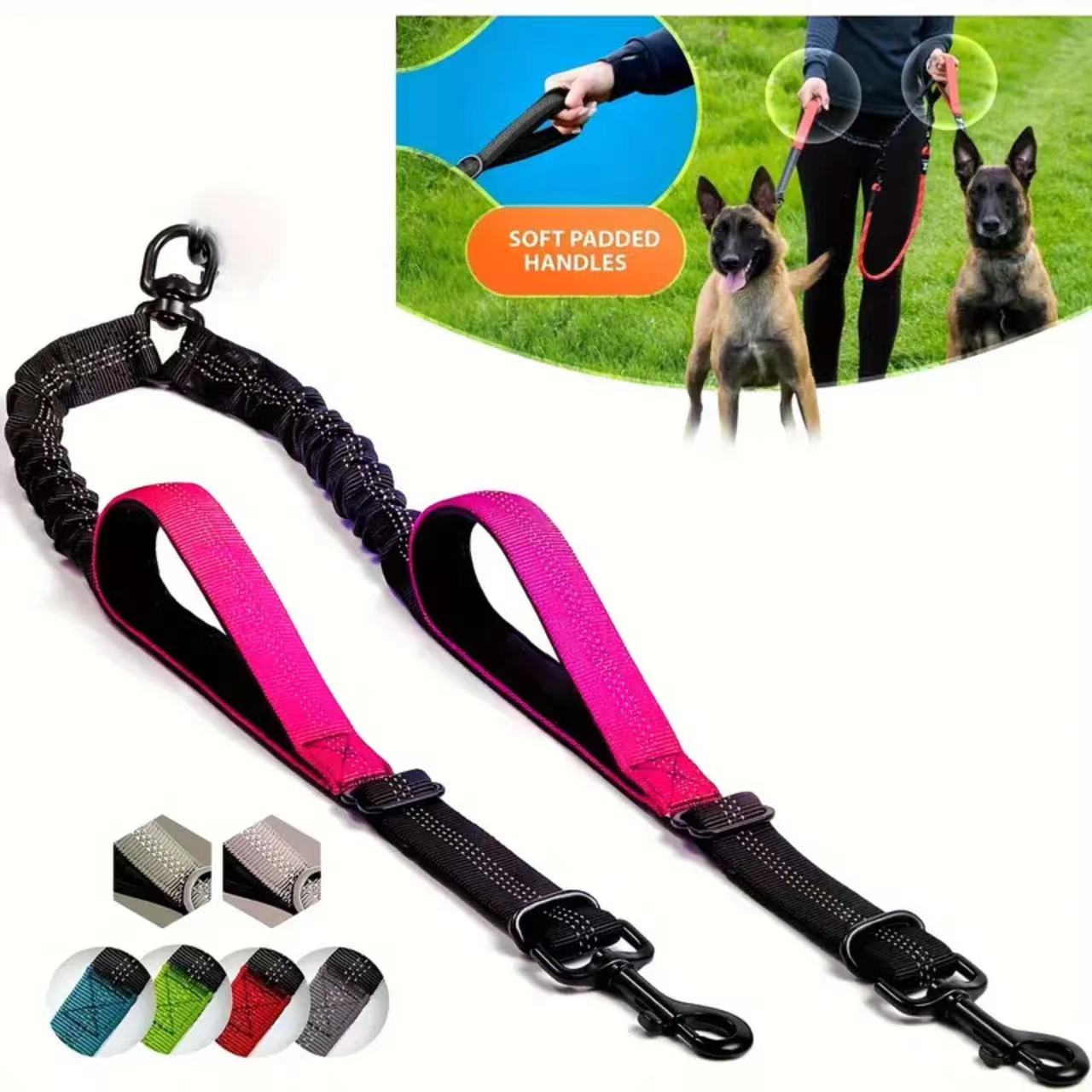 Bungee Dog Leash Shock Absorbing - Acoplador de correa para perro doble: