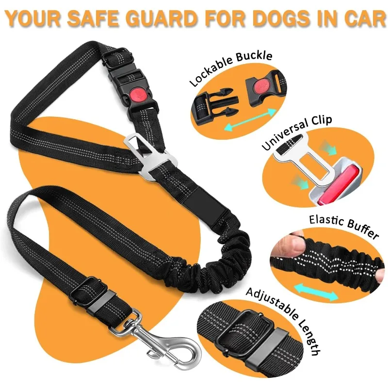 Dog Seat Belt Harness Safety Tether - Arnés de seguridad para cinturón de