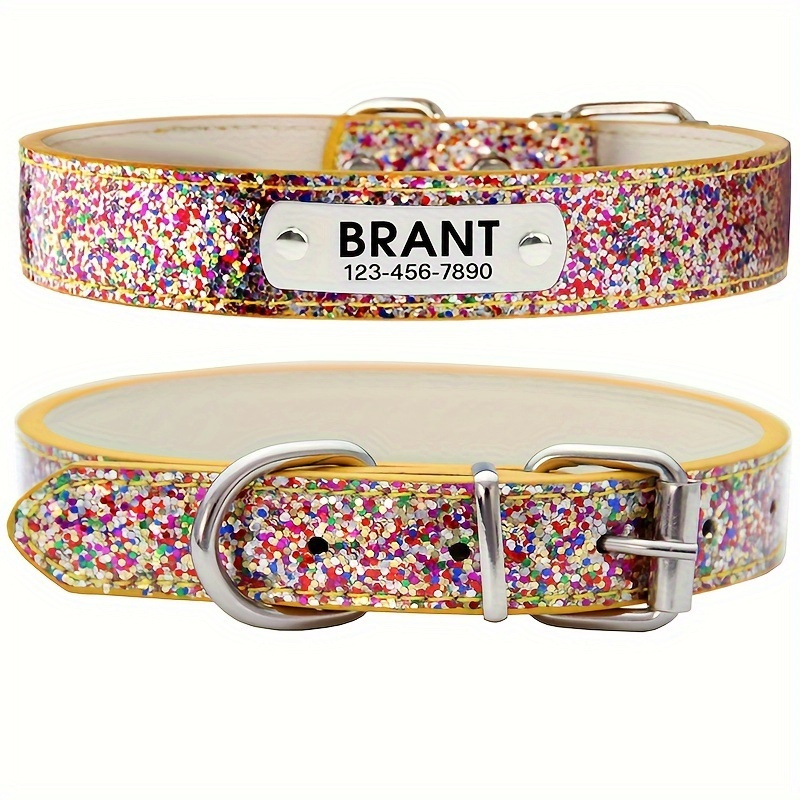 Reflective Dog Collar Personalized Engraved - Collar de cuero personalizado para perros