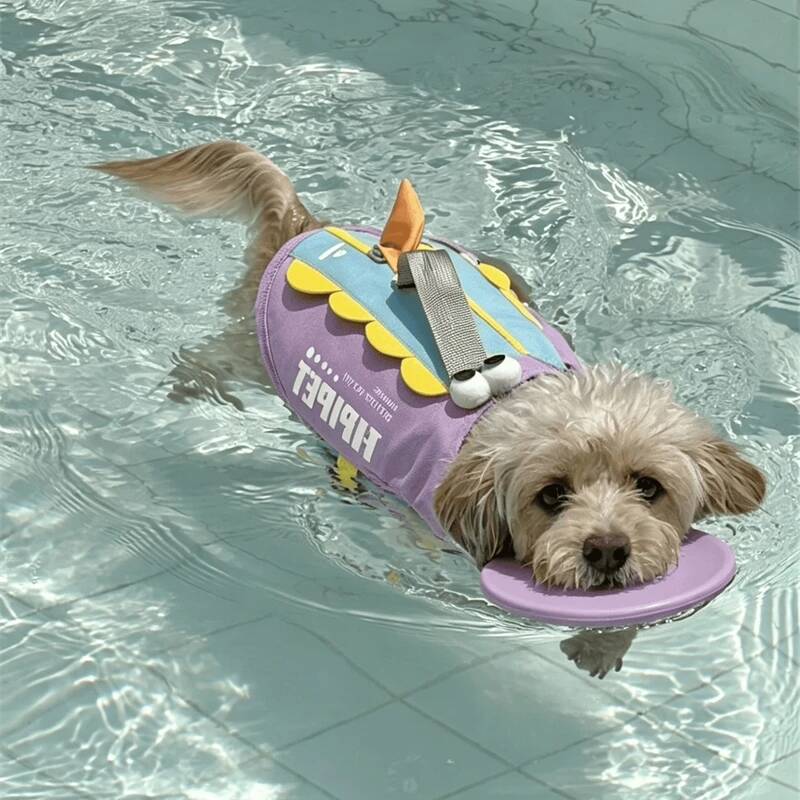 Dog Life Jacket Vest Buoyancy Handle - Chaleco salvavidas para perros con forma
