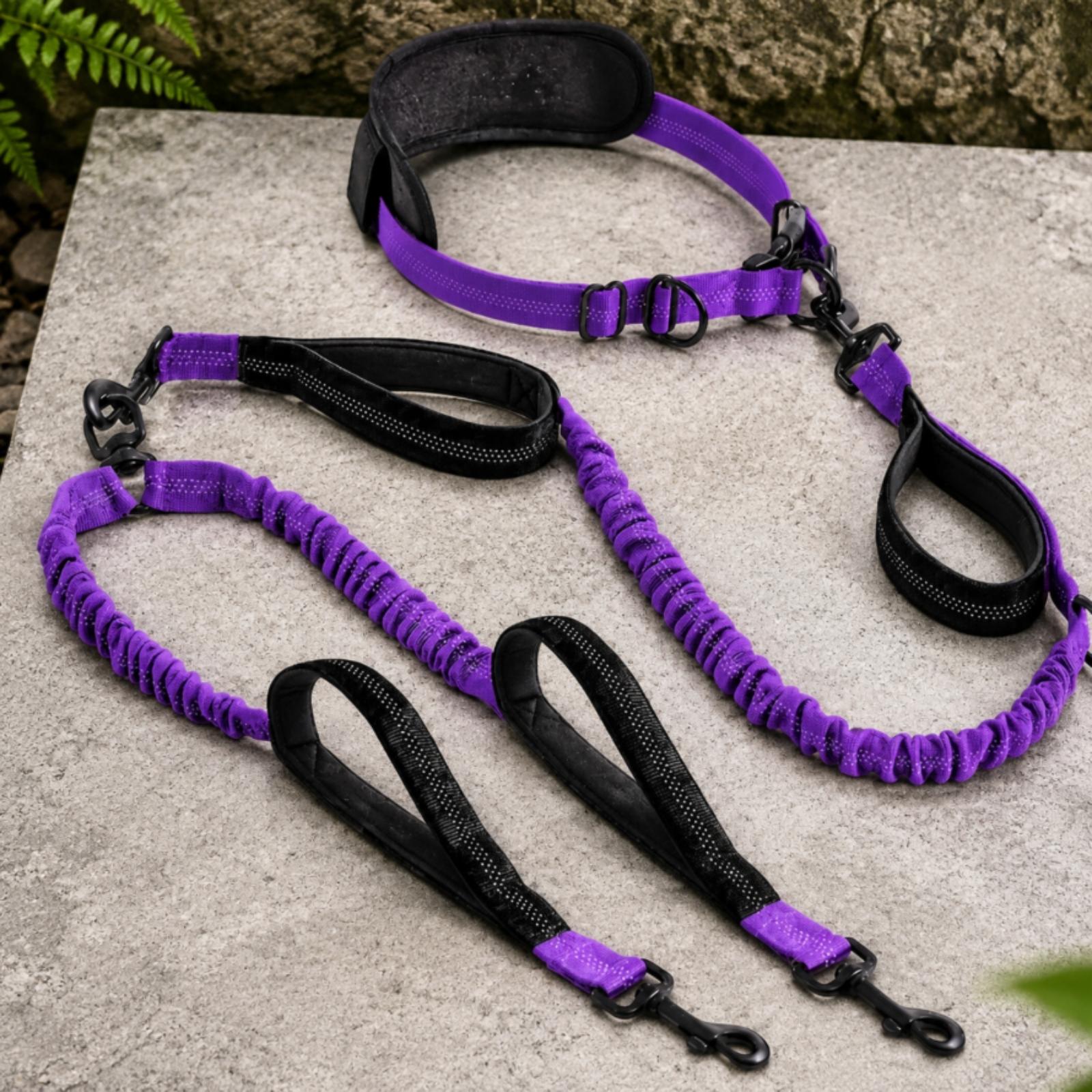 Hands Free Dog Running Leash Waist Belt - Correa Doble para Perros con Agarres