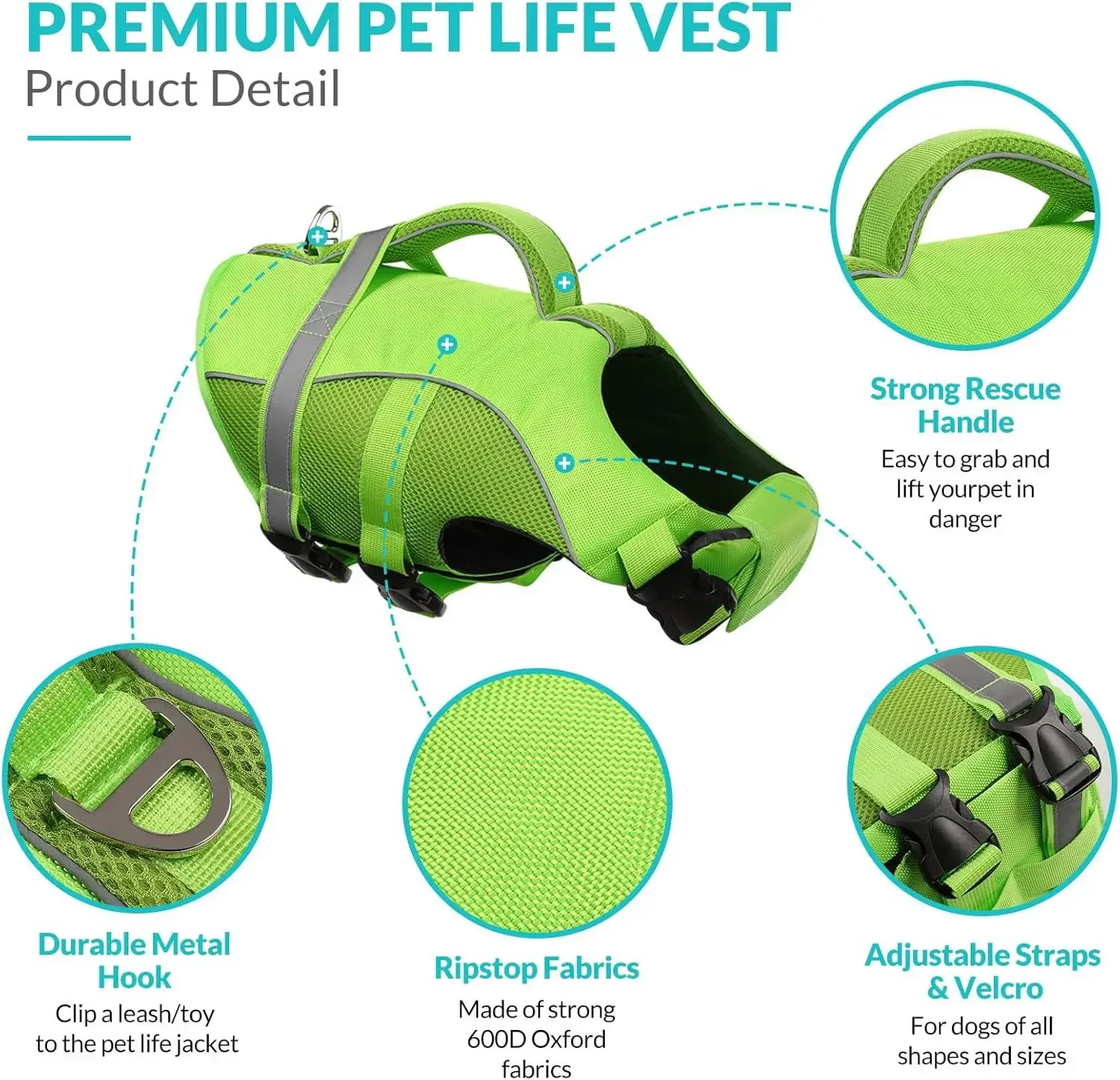 Chaleco Salvavidas Duradero de - Dog Life Jacket Vest Buoyancy Handle reseña y precio