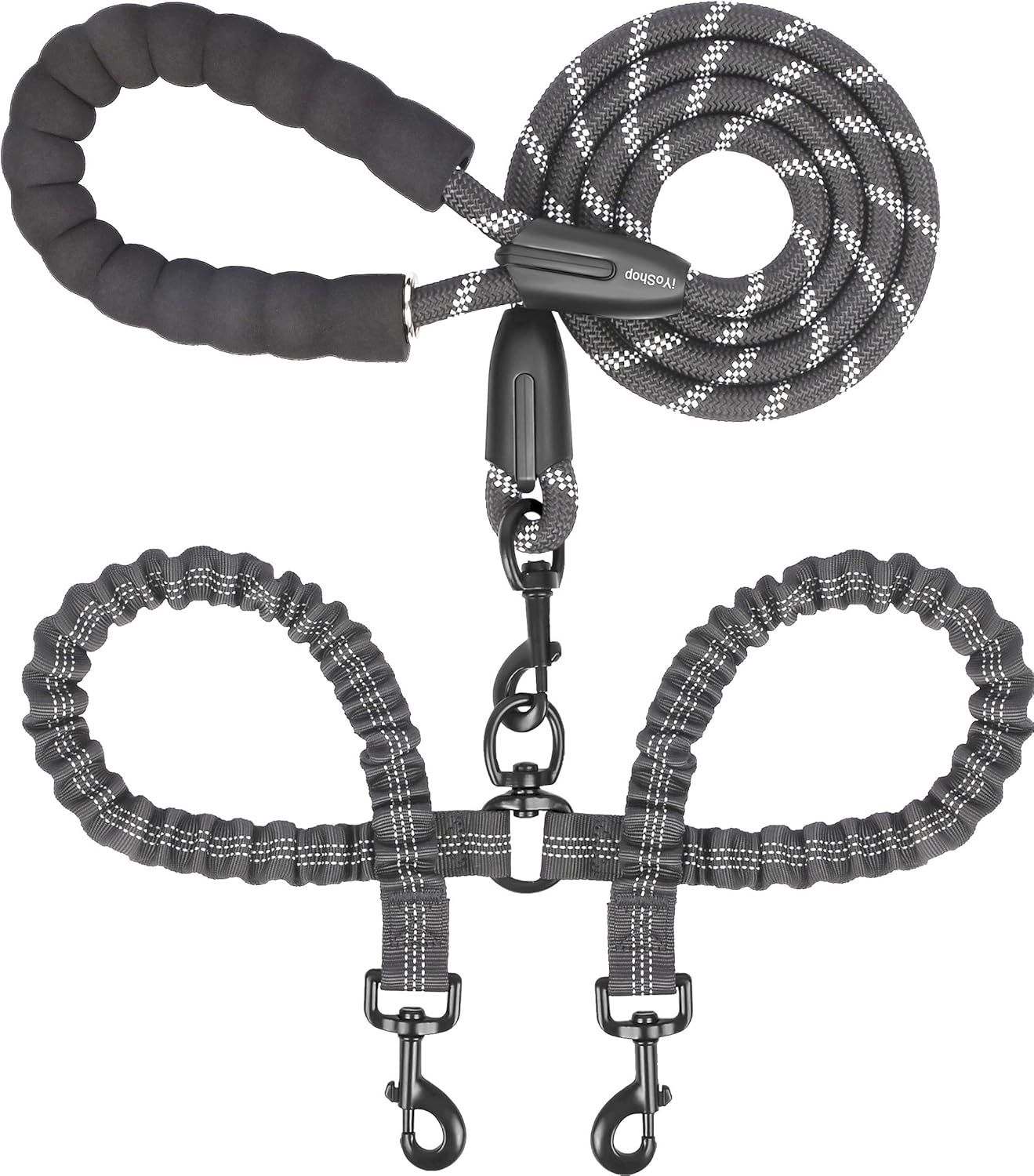 Correa doble para perro, corre - Bungee Dog Leash Shock Absorbing reseña y precio