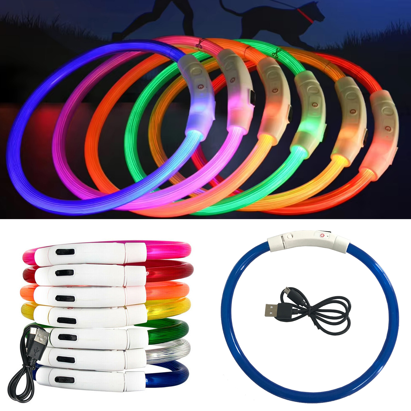 Collar de perro luminoso LED s - Led Dog Collar Glowing Rechargeable Usb reseña y precio