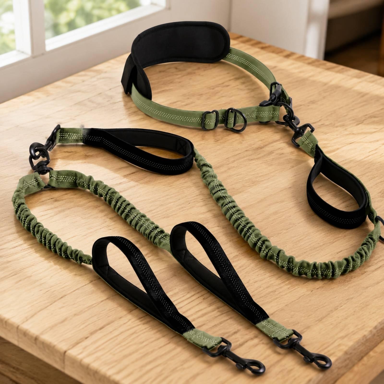 Correa Doble para Perros con A - Hands Free Dog Running Leash Waist Belt reseña y precio